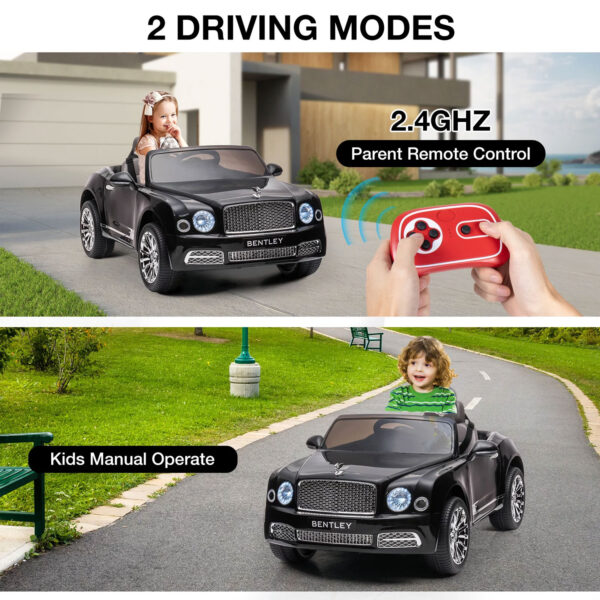 Bentley Mulsanne 12V Kids Electric Ride on Car with Remote Control, Low Battery Reminder Function, Bright Front and Rear Lights - Image 2