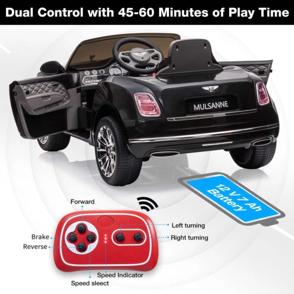 Bentley Mulsanne 12V Kids Electric Ride on Car with Remote Control, Low Battery Reminder Function, Bright Front and Rear Lights - Image 3